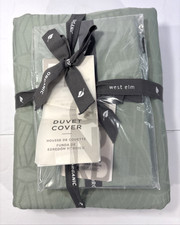 West Elm Sage Green Organic Cotton Diamond St...
