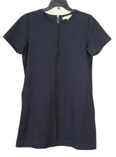 Loft Dress Women’s Medium Navy Blue Shift Short Sleeve Pockets Stretch 