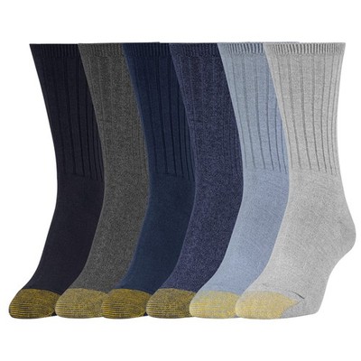 Damen Socken 6er Pack Gold Toe Ribbed Crew Flanell Chambray Größe 38