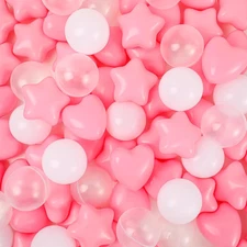 100 Pieces Pink White Clear Plastic Balls for Ball Pit Five Pointed Star Heart r
