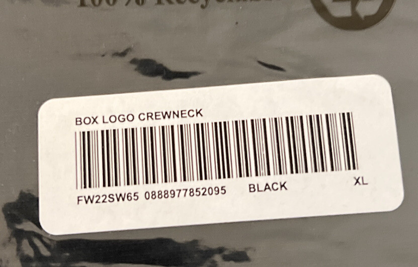 SUPREME BOX LOGO CREWNECK SWEATSHIRT BLACK SIZE XL FW22 WEEK 15