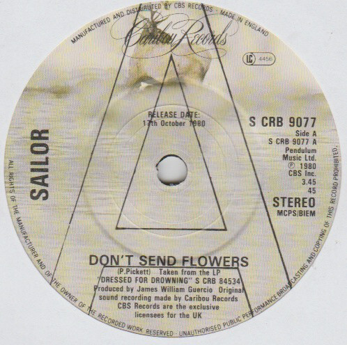 Sailor - Don't Send Flowers (7", Promo) - Picture 1 of 2