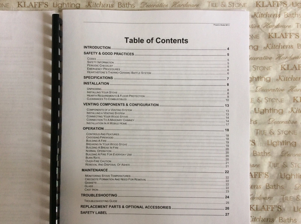 Hearthstone Phoenix 8612 Wood stove Operation Owner,s Parts manual | eBay