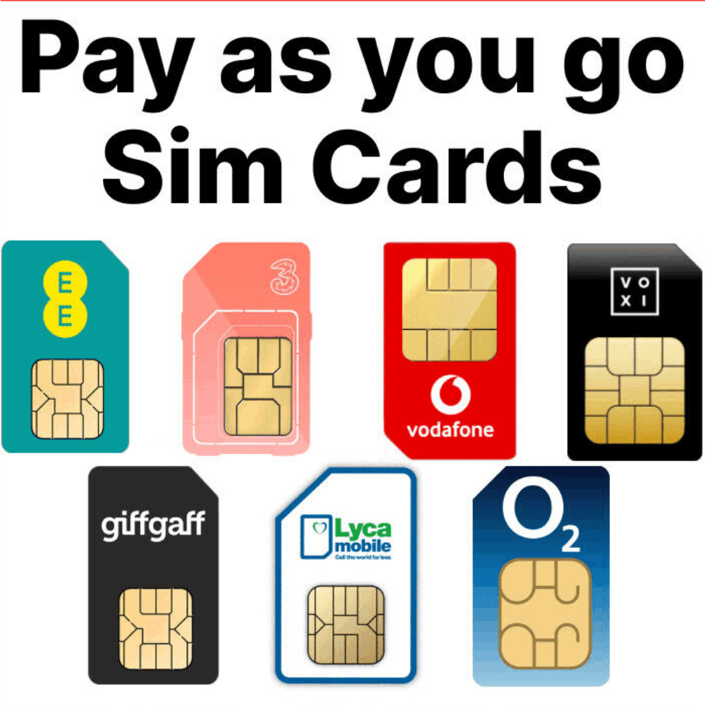 SIM Card Pay As You Go Network Unlimited SMS Calls EE Three