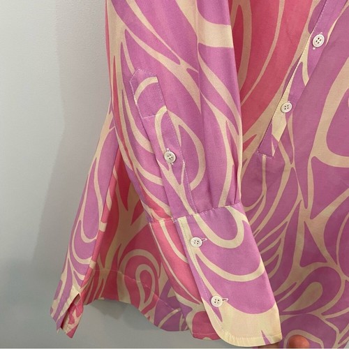 Etcetera Silk Blend Popover Tunic Womens Sz 4 Small Pink Swirl Top Blouse EUC - Bild 6 von 10