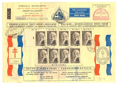 DUTCH INDIES -1934-12-4 SPEC FL CV 8 x EMMA (PLATE FAULTS