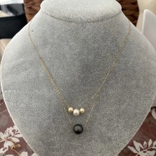 Authentic Tahiti Black Pearl, Akoya Pearl Necklace S925 Silver