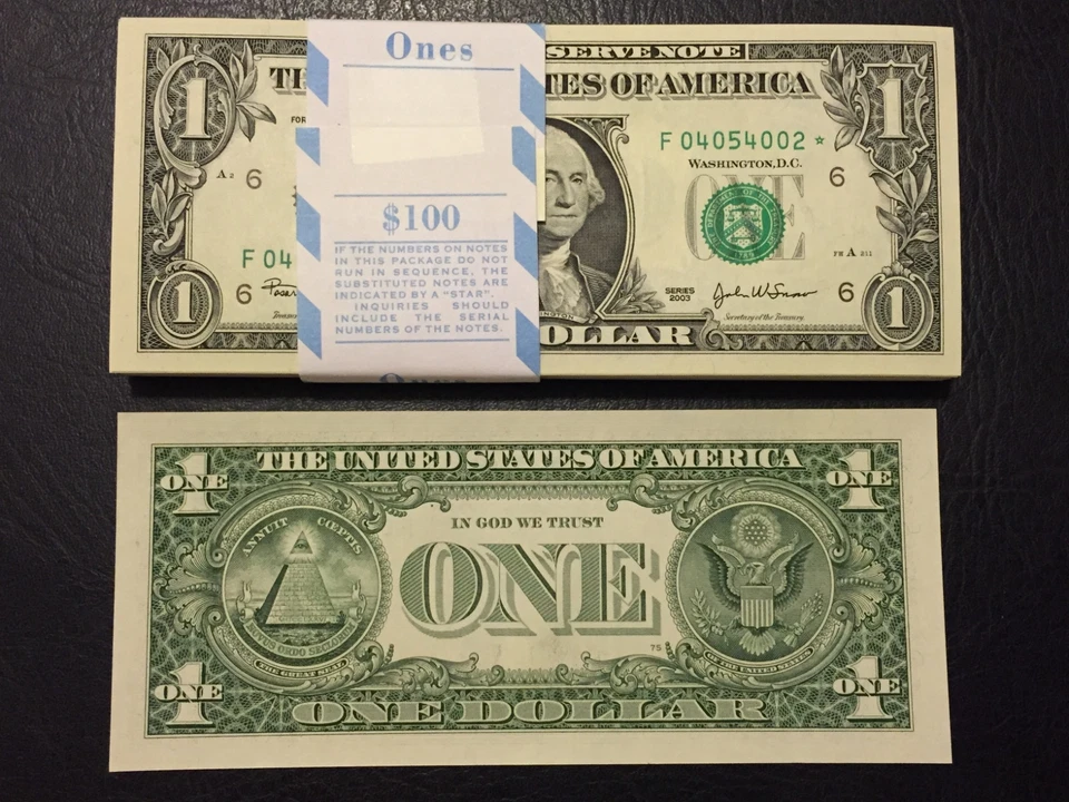 2003 STAR NOTE $1 Dollar Atlanta ,Crisp, Uncirculated ,consecutive - Image 2 of 3