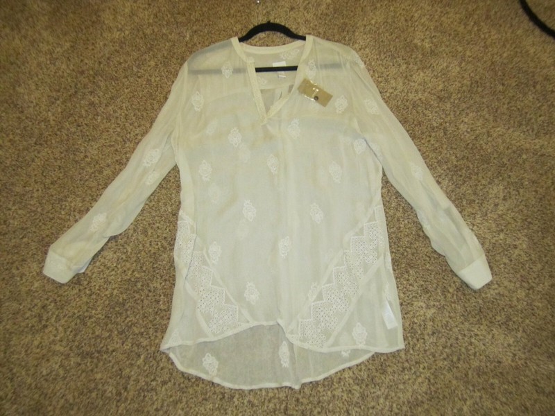 Chico's sheer top Extravagant lace tunic  SIze 2 NWT