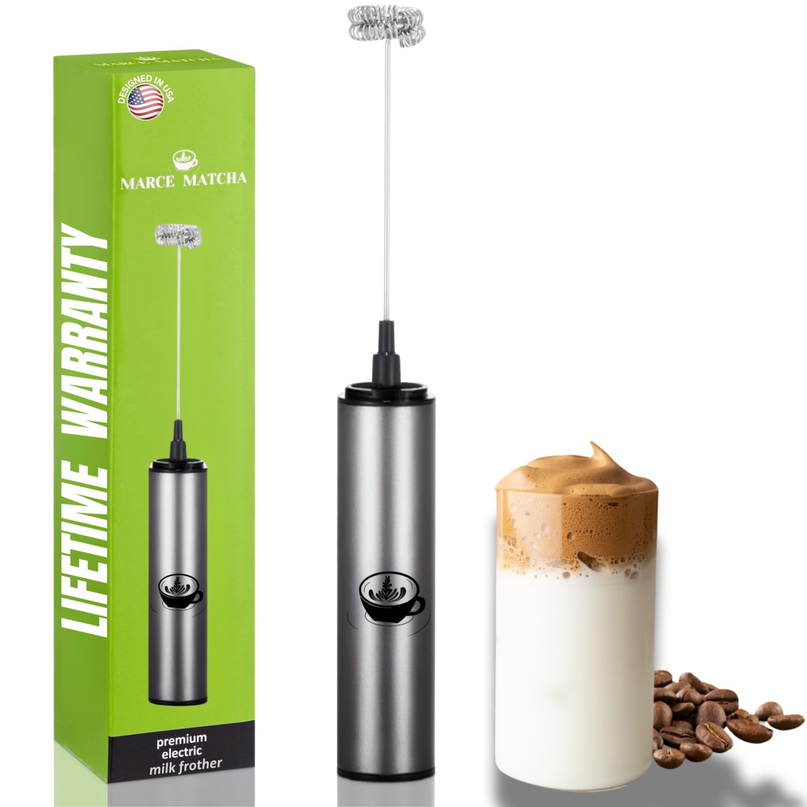 Powerful Rechargeable Milk Frother- Handheld Electric Foam Maker for Lattes- ...