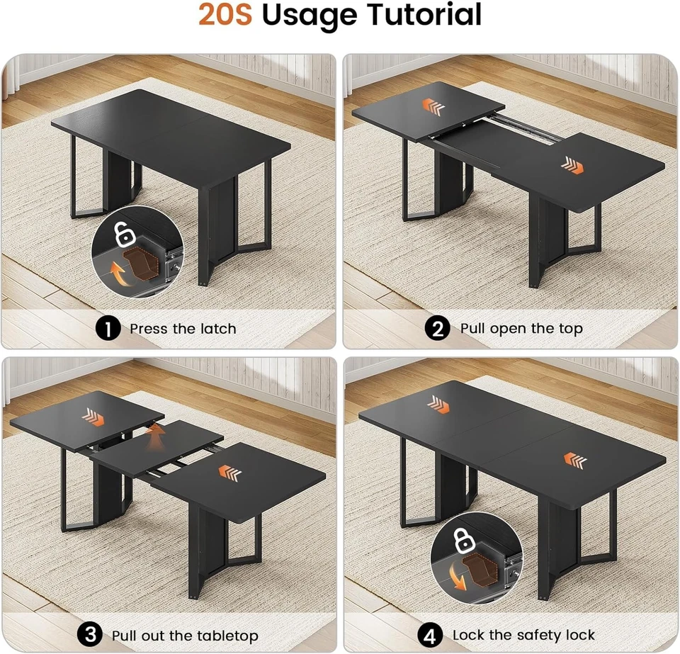 Juego de mesa de comedor de 5 piezas para 4-6 personas, mesa extensible de 63" y 4 sillas de cojín Foto 2 de 4