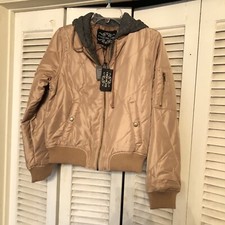 Chocolate Brand Sz L Jonior Kids Jacket Hoodie Pockets Zip Water Proof New Khak
