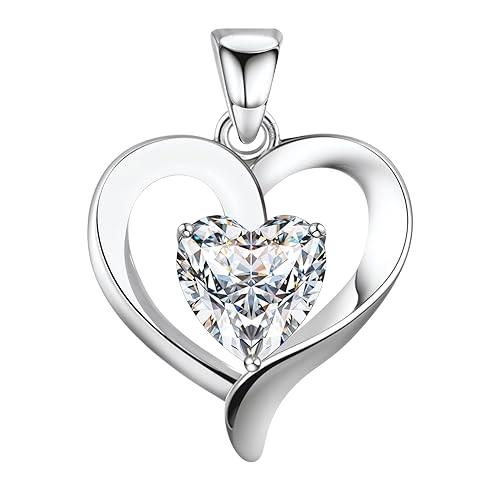 925 Sterling Silver Crystal Heart Solitaire Zirconia Pendant locket 15mm