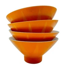 Vintage MCM Melamine Dessert Cups Bowls Retro Orange Mid Century Modern Sunburst