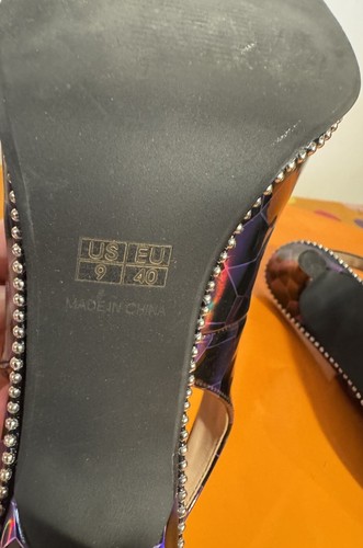Purple Hexagon 3.75” Stiletto Slingback Heels Bead Edges EUC Size 9 Orig $59 - Picture 7 of 8