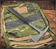 RMJ Tactical Kestrel Feather Tomahawk Tungsten Cerakote 80CRV2 Steel Black G-10