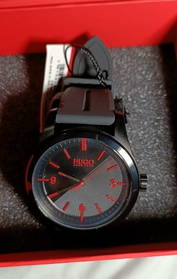 Hugo Boss Mens Black Watch Plated Silicone Strap Multi Textured  