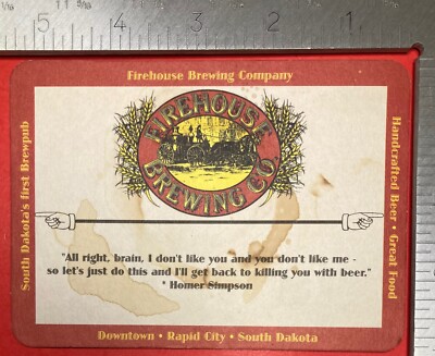 FIREHOUSE BREWING RAPID CITY SOUTH DAKOTA POSTCARD RECTANGLE  BEER COASTER