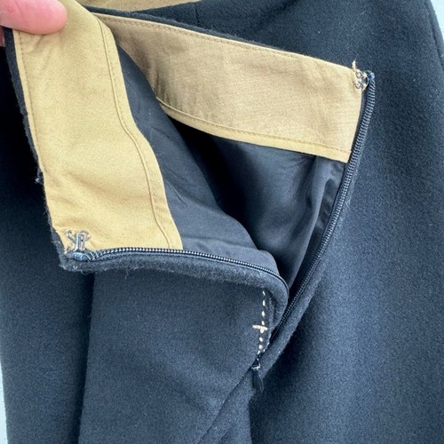 J.Crew Black Wool Fully Lined Ivory exposed Stitching detail Pencil skirt sz 8 - Picture 7 of 7