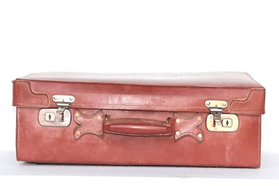 Indian Leather Travel Suitcase Old Vintage Home Decor Collectible