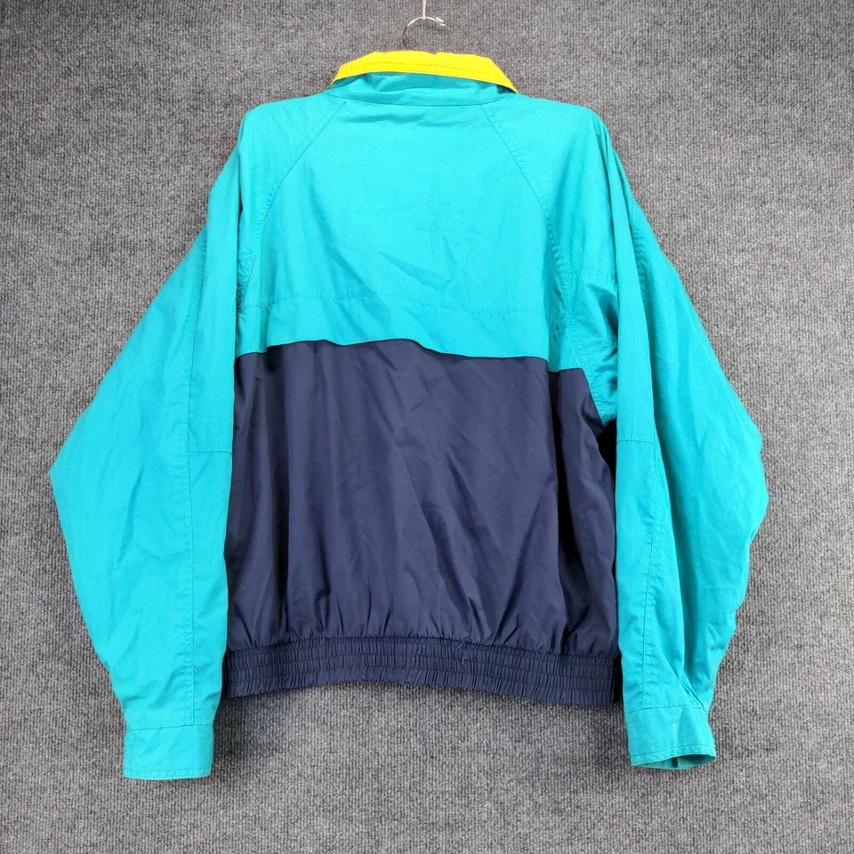 Abrigo Chaqueta Cortavientos Merona Vintage Talla L Azul Blanco Color Bloque Foto 2 de 4