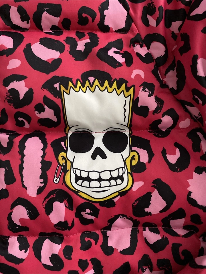 Chaqueta acolchada con cremallera completa raglán estampado de leopardo Bart Freeze Max de Los Simpson - Rosa Foto 2 de 4