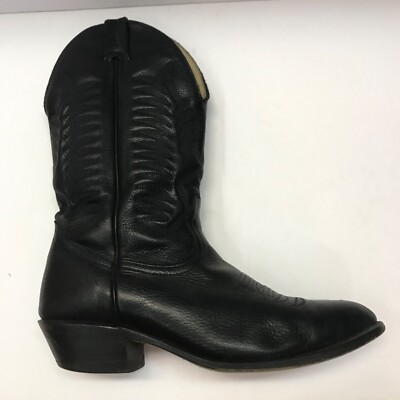 Vintage Black Leather Boulet Men’s Western Cowboy Boots Size 8 D Style 9502 Boulet Canada Black Leather Cowboy Boots Style 9502 Men main image 2