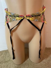 Victoria's Secret Dream Angels Floral Garter Belt Sweet Praline Embroidered Mesh
