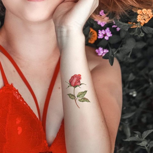 Blumen-Tattoo-Aufkleber Wasserfeste Temporäre Fake-Tattoos Für Körperkunst : - Picture 8 of 28