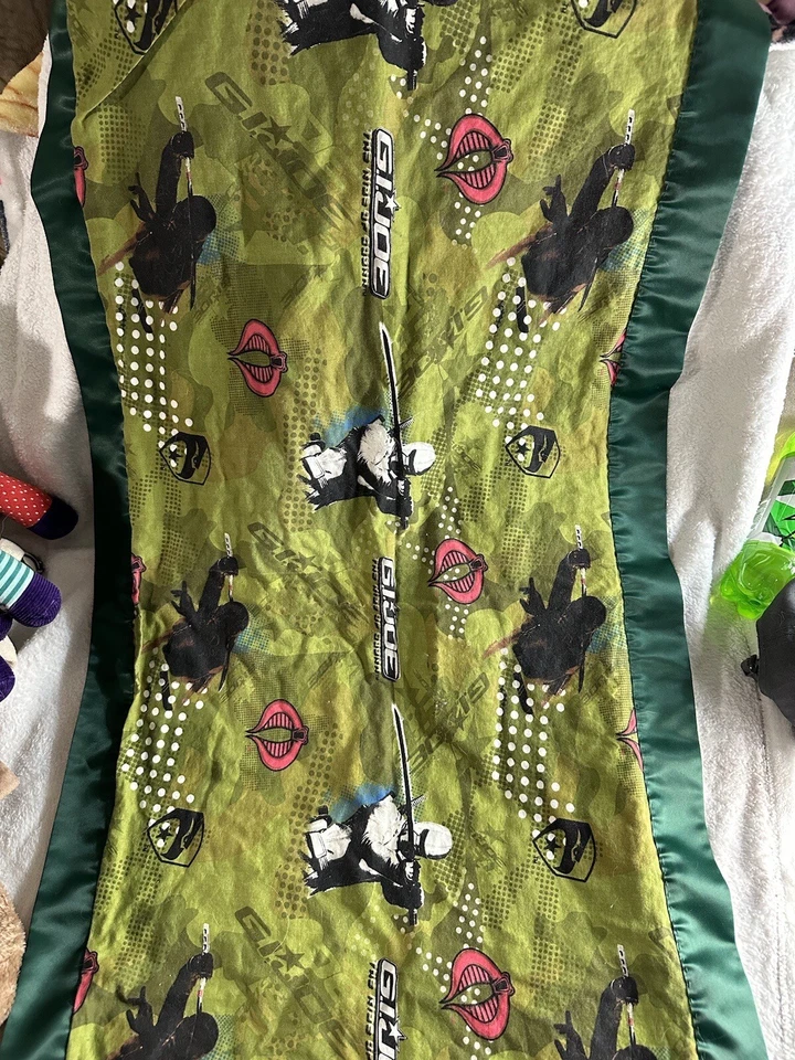 Vintage 80s or 90s 44” x 22” G.I. Joe Handmade Satin Trimmed Blanket ARAH - Image 2 of 4