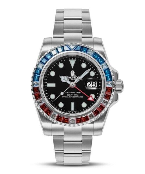 当店の記念日 BAPEX 2 TYPE APE BATHING A CRYSTAL 1J70187008 STONE 3針+カレンダー