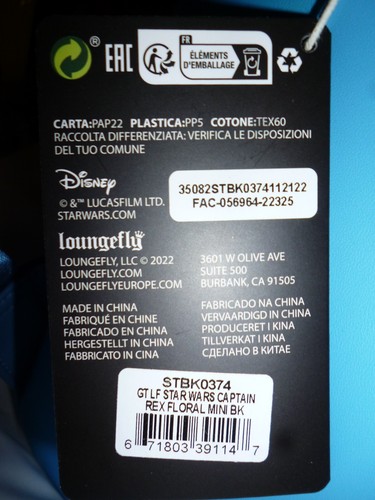 Mini Mochila Floral Loungefly Star Wars EXCLUSIVA Capitán Rex Clone Wars Nueva con Etiquetas - Imagen 5 de 8