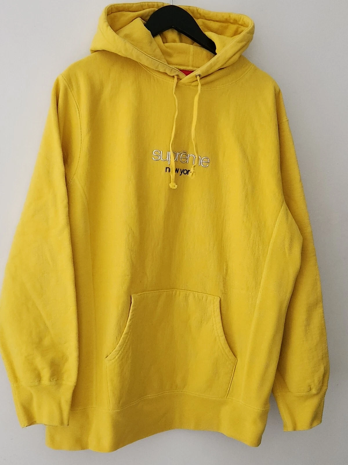 FW16 Supreme Chrome Classic Logo Hooded Sweatshirt hoodie size XL Yellow