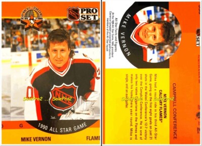 PRO SET 1990 MIKE VERNON NHL FLAMES ALL STAR GOALIE #338 MISCUT