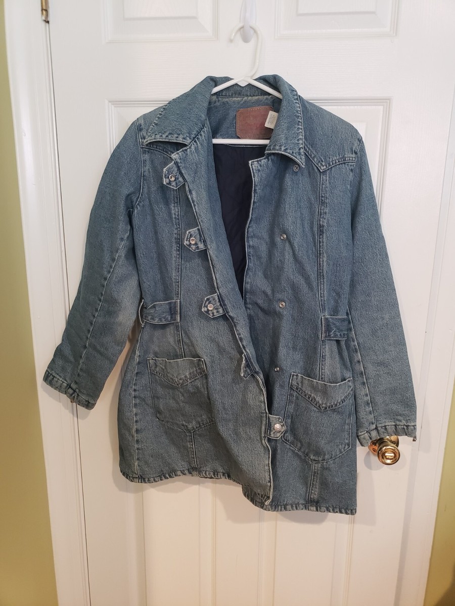 vintage 2002 Levi's Denim Blue Jean Jacket Coat fully quilted