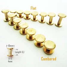 5/50pc Solid Brass Leather Belt Wallet Chicago Screw Nail Stud Bind Rivet 4-20mm