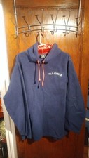 Vintage 90s Polo Ralph Lauren navy Fleece Hoodie embroidered made in USA sz L