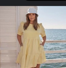 Forever New Baby Doll Tiered Mini Dress In Yellow Plus Size 16