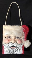 VINTAGE CERAMIC CHRISTMAS SANTA FACE GIFT BAG SO CUTE GREAT DETAILS