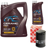 MotoröL Set Mannol 10W-40 Ceramic Pro 6 Liter + ÖLfilter FüR Audi A4 Avant RS4