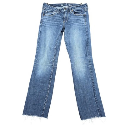 American Eagle Outfitters Jeans Womens 8 Blue Super Stretch Skinny Raw Hem AEO