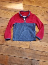 Oshkosh Boys Size: 5 Red /Gray Long Sleeve Fleece Sweater Pullover 1/4 Zip Up