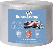 Bubble Wrap Roll 175', Small Bubble Wrap 3/16 Cushioning, 175Ft Perforated Every