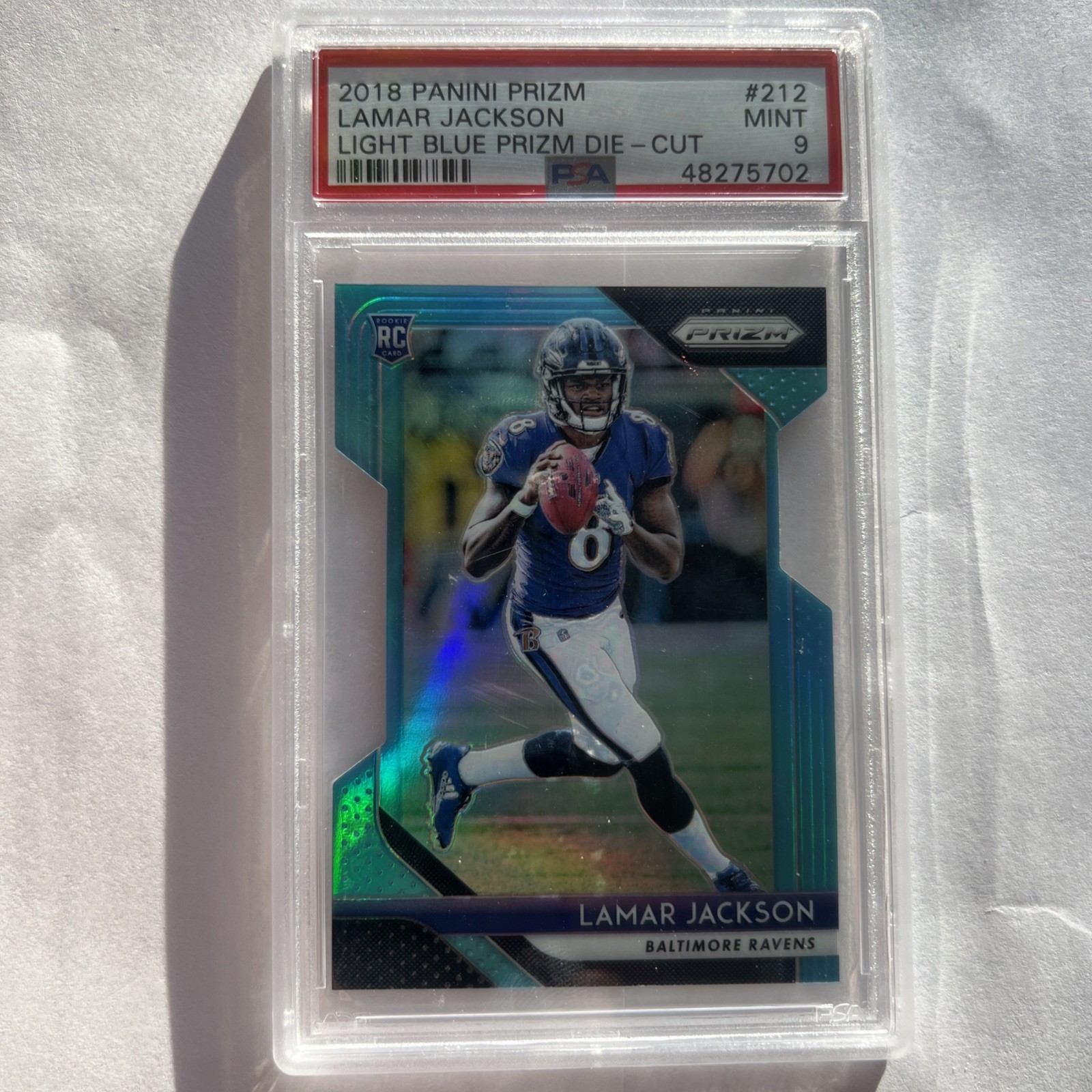 2018 Panini Prizm - Rookie Lamar Jackson #212 Light Blue Prizm /199 (RC)