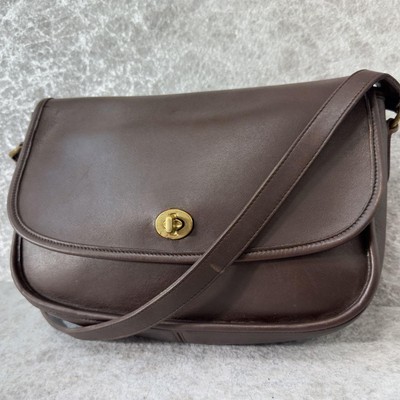 COACH 9790 Vintage 2-way Shoulder City Bag Leather Brown Turn Lock 