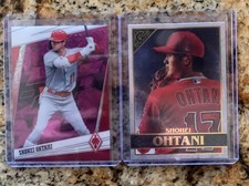 2-2020 Ohtani cards:1-Panini Chronicles Phoenix Hyper 62/75;1-Topps Gallery Foil