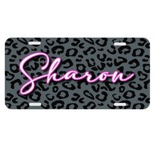 Cheetah Black Pink Personalized Monogrammed License Plate Custom Car Tag Leopard
