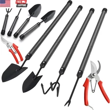 Garden Tools Set with Extension Handles, 5 Piece Thick Gardening Hand Tools, Hea