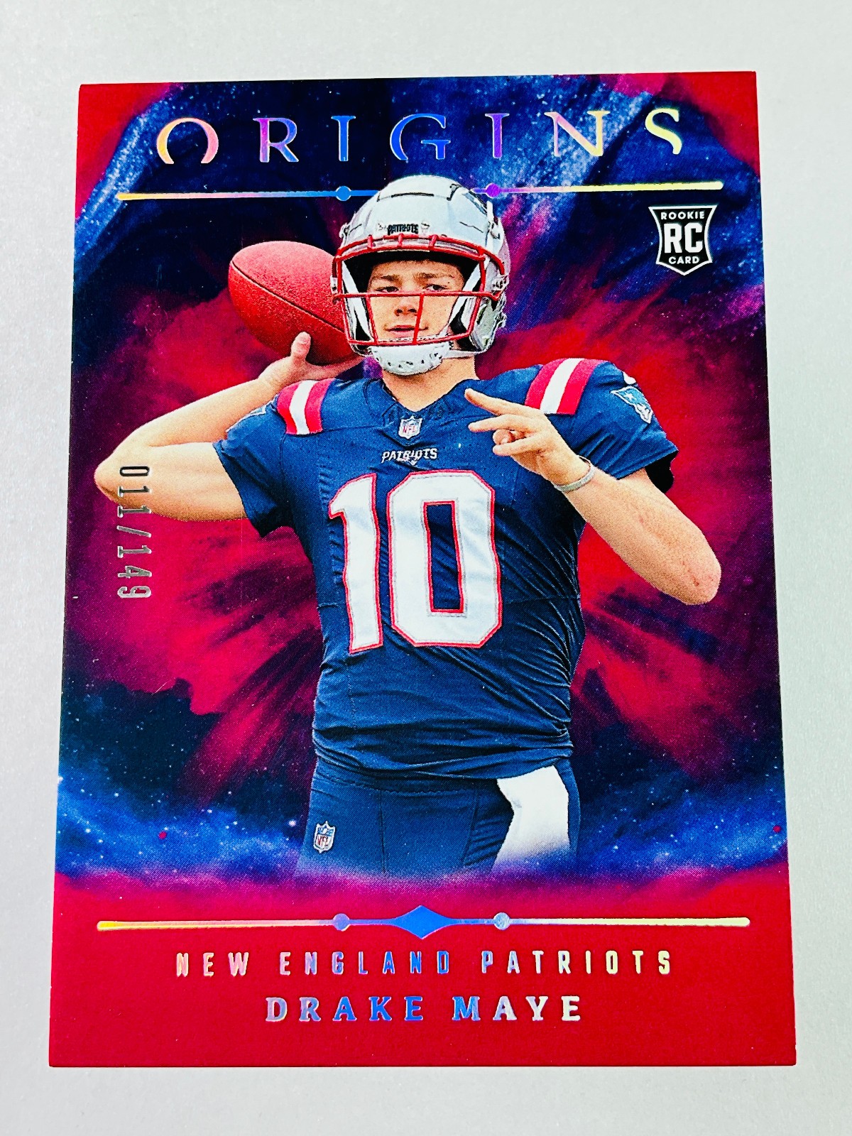 2024 Panini Origins - Rookies Drake Maye #145 Holo Red 11/299 (RC)