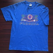 Vintage Florida Sunshine T Shirt Mens XL 90s Travel Tourist Blue